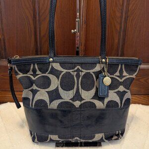 COACH Signature Denim Stripe Tote